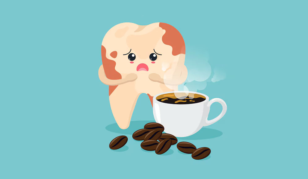 tooth shape made coffee beans with copy